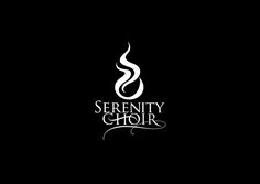 the logo for serenity choir, which is written in white on a black background