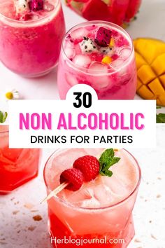 Healthy non-alcoholic drink recipes for kids and parties. Non Alcoholic Drinks For Parties, Non Alcoholic Drink Recipes, Drinks For Parties, Apple Cider Punch Recipes, Alcoholic Drink Recipes, Alcoholic Eggnog, Nonalcoholic Party Drinks, Summer Drinks Alcohol Recipes, Drinks For Kids