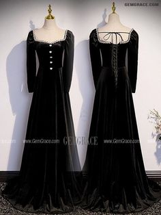 10% off now|Free shipping world-wide. Retro Long Black Velvet Evening Dress with Long Sleeves at GemGrace. Click to learn our pro custom-made service for wedding dress, formal dress. View #PromDresses for more ideas. Black Velvet Dress For Formal Winter Occasions, Black Velvet Dress For Winter Formal, Winter Black Velvet Dress For Formal Occasions, Long Sleeve Velvet Evening Dress, Winter Formal Black Velvet Dress, Winter Black Velvet Formal Dress, Black Velvet Floor-length Dress For Formal Occasions, Velvet Long Sleeve Costume Party Dress, Black Velvet Long Sleeve Evening Dress