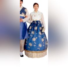 Measurement Is On Second Photo . Top And Bottom And Outer Top . Come With Everything You See In Photo Hanbok Wedding Dress, Wedding Dress Women, Hanbok Wedding, Korean Hanbok, Woman Colour, Color Blue, Wedding Dresses, Wedding Dress, Womens Dresses