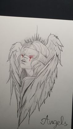 Angel drawing Angel Drawing Biblical, Simple Angel Drawing Sketch, Christian Pencil Art, Anger Drawing Base, Anger Doodle, Half Angel Half Demon Drawing, Angel Flying Drawing, How To Draw Angel, Angel Sketch Simple