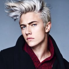 hairflips: “The perfect Men’s Hairstyle is just a Hairflip away. ” Lucky Blue Smith White Hair, White Haired Male, Hipster Haircut, Asian Men Hairstyle, Platinum Blonde Hair