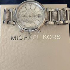 Silver-Tone Stainless Michael Kors Women’s Watch In Great Condition Only Wear Couple Times And Has Some Minor Scratches, It Comes With Box. I Have Small Wrists And It’s Been Resized But I Don’t Have Extra Pieces And Needs Battery. Michael Kors Accessories, Couple Time, Accessories Watches, Bracelet Watch, Silver Tone, Michael Kors, Things To Come, Women Accessories, Bracelet