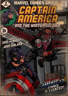 the cover to captain america and the winter soldier, featuring an image of two men