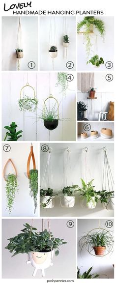 the instructions to make hanging planters for your houseplants are easy and fun