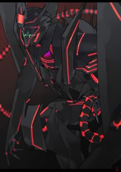 an animated image of a robot with red lights