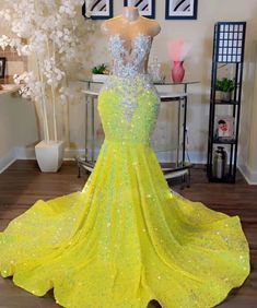 Yellow Prom Dresses With Sleeves, Prom Blowout, Sparkly Birthday Dress, Yellow Evening Gown, Yellow Prom Dresses, African Evening Dresses, Intimacy Quotes, Yellow Prom