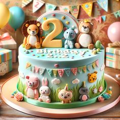 2 Year Birthday Cake Ideas Delightful Designs for Your Little One’s Special Day (3) Cakes For 3 Year Girls Birthday, 2year Birthday Cake, 2 Year Birthday Cake, Animal Theme Cake, Second Birthday Cakes, Cake Designs For Girl, Cake Designs For Kids, Colorful Decorations