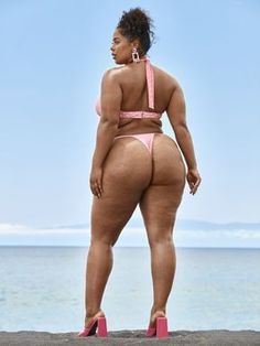 Plus Size 'Agent Jones' Heart Print Bikini Thong - Tabria Majors X FTF | Fashion to Figure African Swimwear, Nia Long, Fashion To Figure, Curvy Women Outfits, Role Model, Cute Heart, Plus Size Swimsuits, Swim Skirt, Beach Swimsuit