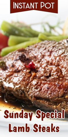 the steak is served with green beans and tomatoes