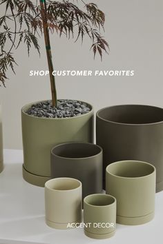 several planters and vases are shown with the words, shop customer favorites