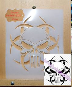 an image of a laser cut out of a skull