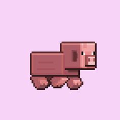 an animal made out of pixels on a pink background