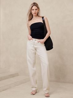 Low-Rise Straight Summerweight Jean | Banana Republic Petite Shorts, Set Outfit, Bottom Clothes, Pocket Design, Straight Jeans, Trousers Women, Ankle Length, Warm Weather, Occasion Wear