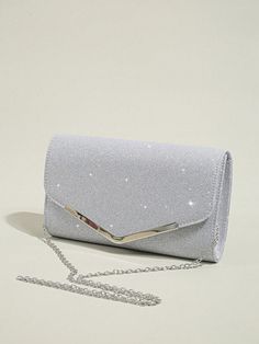 Plateado Glamour Collar  Brillante Geométrico,Liso Bolso cuadrado Embellished Formal Purse Evening Bags, Prom Bag Silver, Purses For Hoco, Silver Clutch Bag Prom Purses, Silver Prom Purse, Cute Clutch Purse, Silver Bag Prom, Silver Bags For Prom, Silver Evening Bag