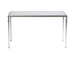 a glass table with metal legs and a white top on an isolated background for use as a side table