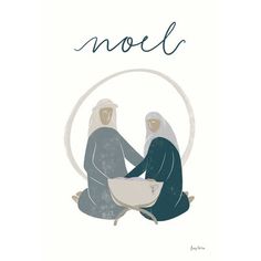 two men sitting in front of a white circle with the word noel written on it