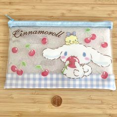 ** This Is Transparent, There Is Just A Protective Layer Inside It Now! This Is A Rare Cinnamoroll Cosmetic Pouch Which Is Super Kawaii! * Can Also Be Used As A Pencil Bag For Anyone Back To School For A Fresh Start! This Cinnamoroll Pouch Looks Adorable And He And The Little Chick Look Super Fluffy With The Soft Colors <3 This Sanrio Pouch Is Unused And New, So It Is Perfect For Use, Collection Or Display *It Is Common For New Items To Have Slight Original Flaws - - - Pls Refrain From Buying If Cinnamoroll Pencil Case, Cinnamon Roll Bag Sanrio, Sanrio Pencil Case, Kawaii Blue Pencil-shaped Pencil Case, Sanrio Pouch, Kawaii Cinnamoroll, Sanrio Bags, Sanrio Drawstring Bag, Sanrio Bag