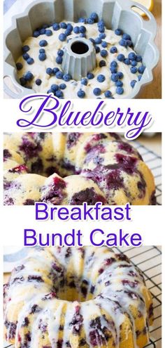 blueberry breakfast bundt cake on a cooling rack