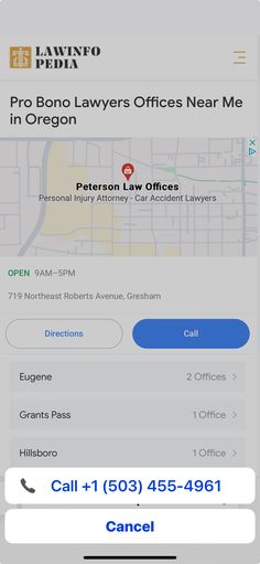 an iphone screen showing the location of a law office