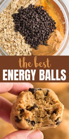 the best energy balls recipe is made with oats, peanut butter and chocolate chips