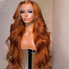 Product Features: Special Copper Brown Color Large Parting Space Option Soft Lace & Pre-Plucked Hairline Comfortable Fit & Breathable Cap Versatility Hairstyles & Moments Lace Front Wigs Ginger, Dyed Hair Multicolor, Human Hair Wig Styles, Wig Color Ideas Black Women, Ginger Body Wave, Hair Color Orange, Chestnut Hair Color, Ginger Hair Color, Colored Wigs