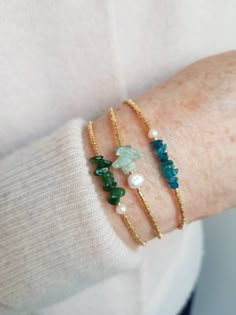 Gemstone Chips Bracelet, Tiny Bead Bracelet, Chip Bracelet, Aquamarine Bracelet, Pola Sulam, Birthstone Bracelet, Bracelet Dainty, Wrap Bracelets