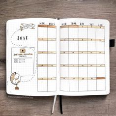 24 Monthly Bullet Journal Spreads You'll Want to Steal June Bullet Journal Ideas, Bullet Journal Wishlist, June Bullet Journal, Bullet Journal September, May Bullet Journal, March Bullet Journal, February Bullet Journal, December Bullet Journal, Bullet Journal Monthly Spread