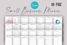 the small business planner is shown in black and white