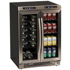 an image of a beverage cooler with drinks in it