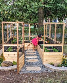 Cute Raised Bed Garden Ideas, Raised Garden Enclosure, Building A Garden Bed, Raised Beds With Fence, Vegetable Garden Bed Ideas, At Home Garden Raised Beds, Planter Box Layout, Backyard Garden Boxes Raised Beds, Garden With Fence And Gate