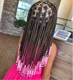 Stylish child's look with the trendy Threaded Cornrows With Beads – a perfect fusion of style and comfort in 2024 Children Hair Styles Braids With Beads, Kid Knotless Braids With Beads, Knotless Braids With Beads Kids, Little Mixed Girl Hairstyles Braids With Beads, Kids Box Braids With Beads, Hair Styles For Long Hair Kids, Beads In Hair Kids, Girls Braids With Beads, Kids Knotless Box Braids With Beads