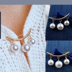 Fashion Pearl Fixed Strap Charm Safety Pin Brooch Sweater Cardigan Clip Chain Pearl Neck, Cardigan Clips, White Sweater Cardigan, Safety Pin Brooch, Sweater Clip, Collar Pins, Brooch Jewelry, Pearl Brooch, Girls Jewelry