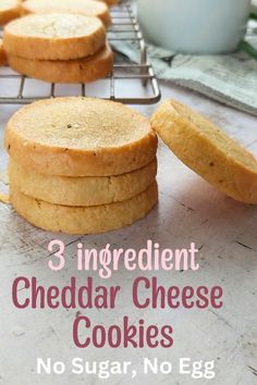 three ingredient cheddar cheese cookies no sugar, no egg