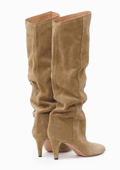 Suede Tan Boots, Isabelle Marant Boots, Gilmore Girls Pumpkin, 80s Boots, Taupe Suede Boots, Isabel Marant Boots, Autumn Boots, Boot Heels, Slouch Boots