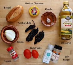 the ingredients to make this dish include olives, tomatoes, bread, garlic, and other condiments