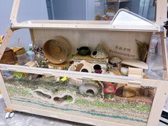 a display case filled with lots of different items