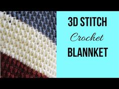 the 3d stitch crochet blanket is shown in red, white and blue