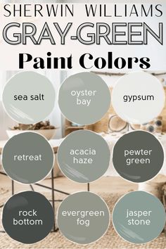 the color scheme for sherylin williams's gray - green paint colors