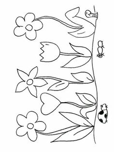 a drawing of flowers and butterflies on a white background