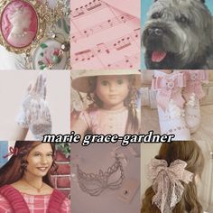 there are many pictures of different things in this collage with the words marie grace - gardier