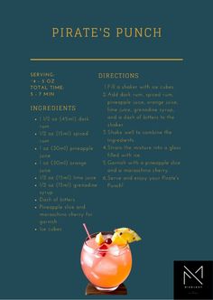 a menu for a cocktail with ingredients