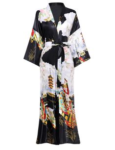 Bali Outfit, Robe Sleepwear, Kimono Robes Pattern, Robe Women, Kimono Blouse, Comfortable Loungewear, Satin Kimono, Satin Sleepwear, Watercolor Floral Print