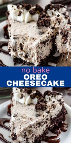 no bake oreo cheesecake on a white plate