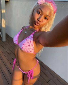 Victoria's Secret Swimwear, Baddie Makeup, Aesthetic Fashion, Cute Pink, Body Goals, Womens Swimwear, String Bikinis, Black Women, Blonde