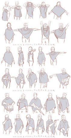 an image of some drawings of people in capes and cloaks with their arms spread out