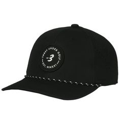 This Three Under Black Golf hat is the perfect accessory for your next round of 18 holes. The performance fabric with perforated sides brings lightweight, breathable and comfort to your new favorite baseball style golf hat. The Three Under golf patch and rope accent bring style to a tremendously comfortable hat. It's sure to complement any look, even if youre only there to drive the cart. Adult-Male- One Size fits most. Size: OSFM. Adjustable Breathable Golf Hat, Black Breathable Snapback Hat, Adjustable Six-panel Snapback Hat For Golf, Adjustable Black Snapback Hat With Breathable Mesh, Black Adjustable Hats For Golf, Adjustable Black Hat For Golf, Breathable Curved Brim Golf Hat, Adjustable Black Golf Hat, Black Cap For Golf