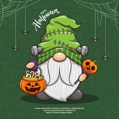 an image of a halloween gnome with pumpkins