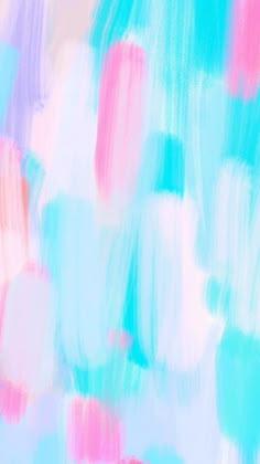 an abstract painting with blue, pink and green colors