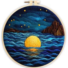 Needle Felting kit - Sun Dipping in the Sea Needle Felting Patterns, 2d Needle Felting, Felting Patterns, Needle Felt Art, Frost Moon, Needle Felting Tools, Halloween Infantil, Punch Needle Kits, Paintings Famous